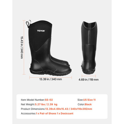 Protective Footwear for Men Neoprene Rubber Work Rain Boots Size 11 US