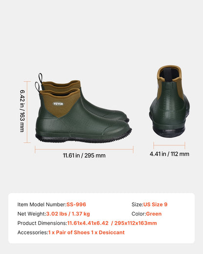 VEVOR Women's Ankle Deck Boots Waterproof Anti-Slip Work Rain Boots Size 9 US