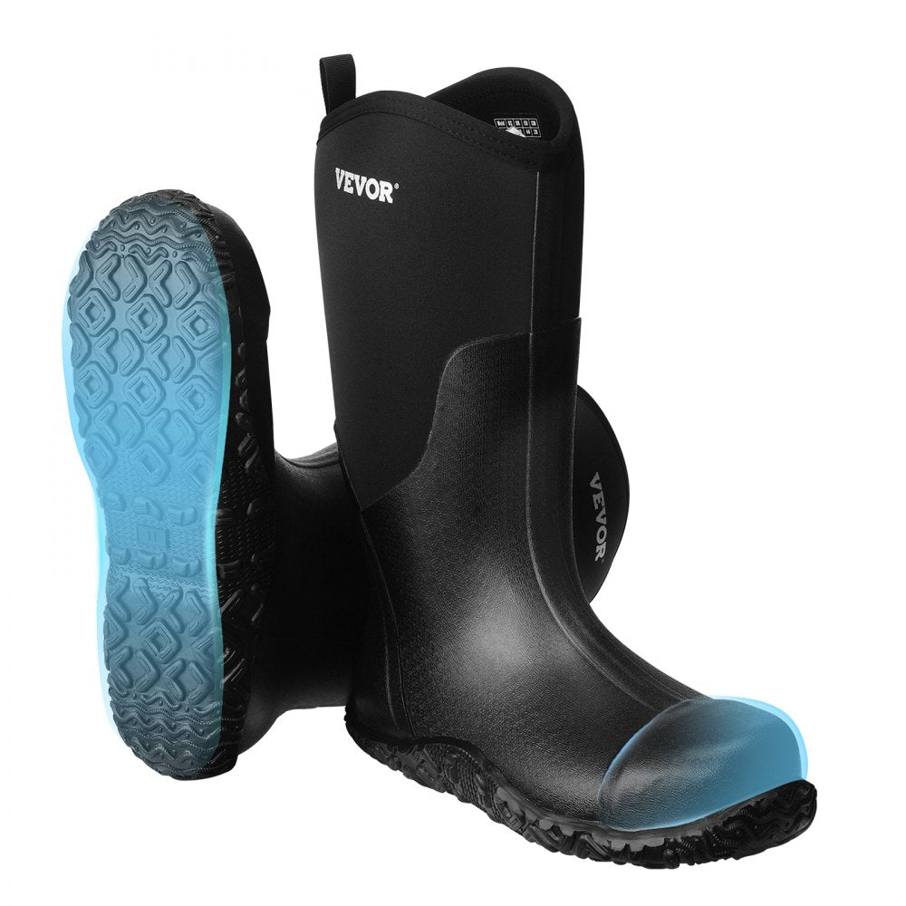 Rubber Boots Men Protective Footwear Steel Toe Work Rain Boots Size 11 US
