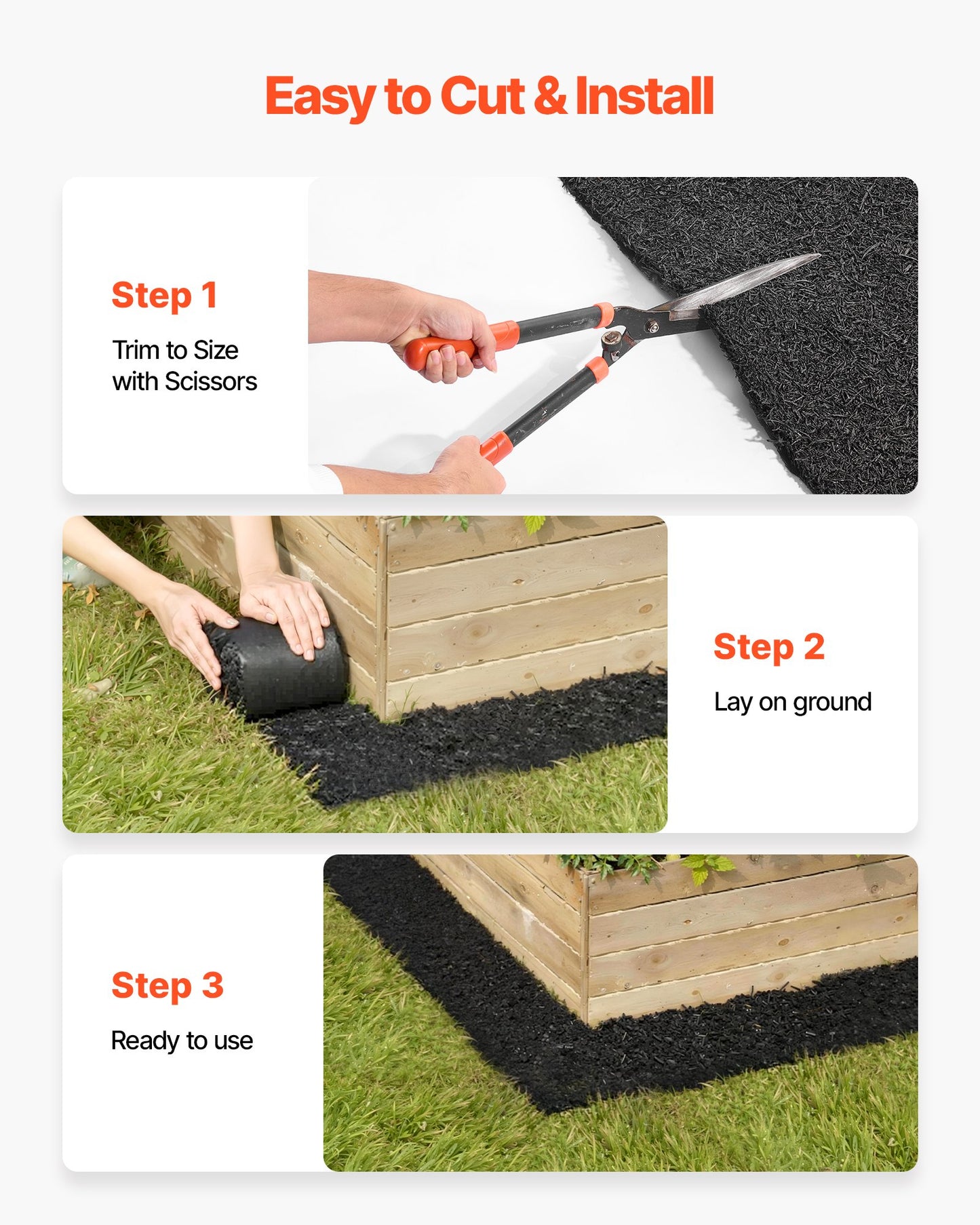Rubber Mulch Mat Roll, 356 x 14 cm, Recycled Rubber Permanent Mulch Edging Border, Natural-Looking Flower Barrier with Stakes, 0.5 in Thick Cuttable Garden Edgings for Landscaping