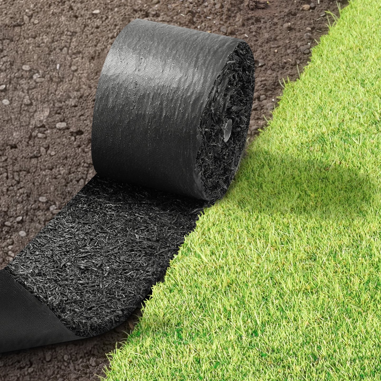 Rubber Mulch Mat Roll, 356 x 14 cm, Recycled Rubber Permanent Mulch Edging Border, Natural-Looking Flower Barrier with Stakes, 0.5 in Thick Cuttable Garden Edgings for Landscaping