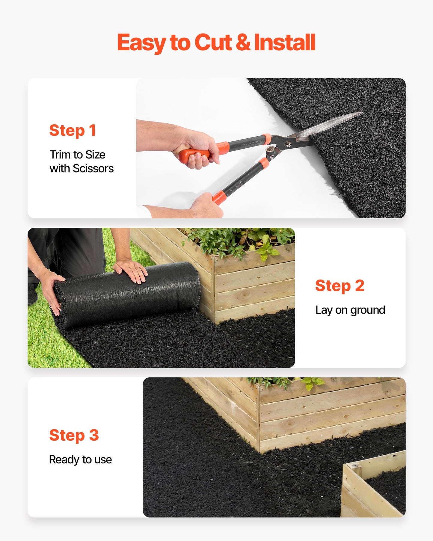 Rubber Mulch Mat Roll, 244 x 61cm Recycled Rubber Mulch Mat, 0.5 Thick Cuttable, Reduced Weed Growth, Natural-Looking Weed Barrier Mat, Permanent Walkway Pathway for Landscaping