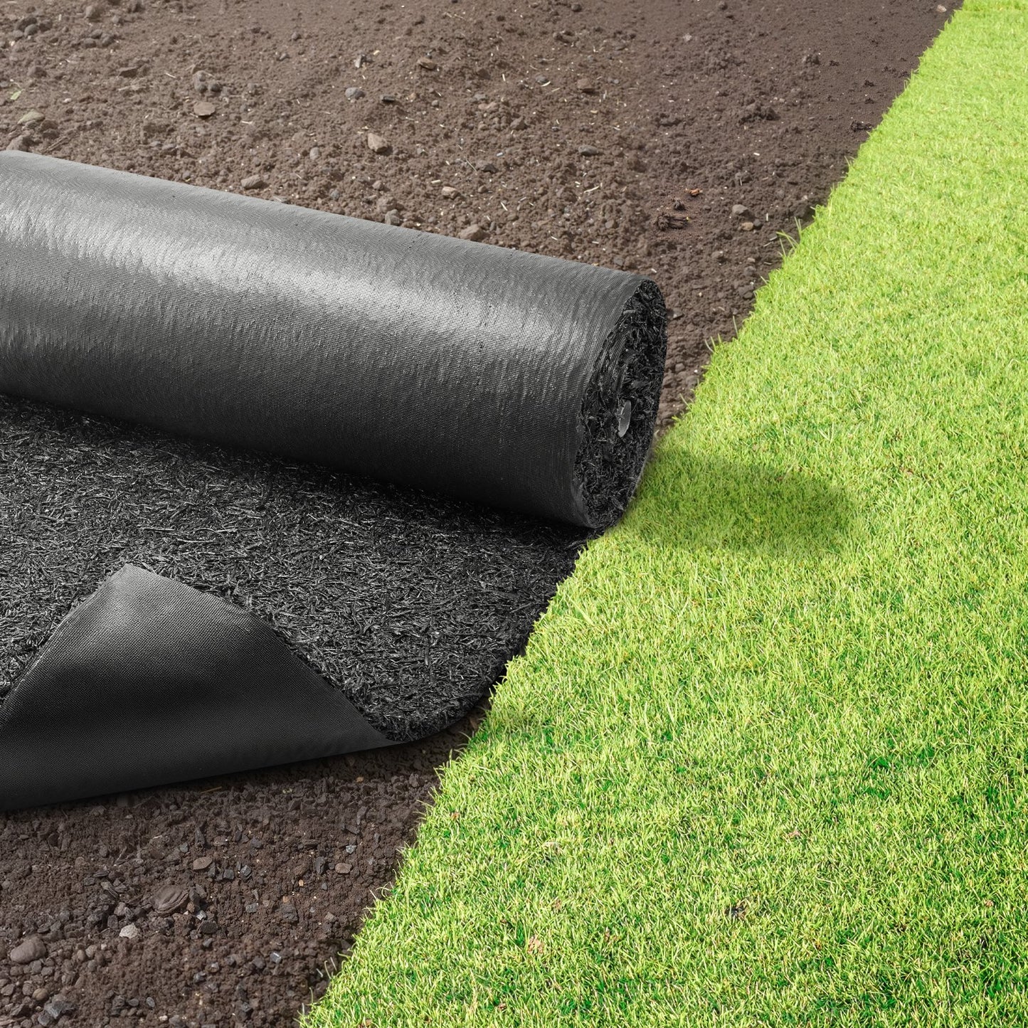 Rubber Mulch Mat Roll, 244 x 61cm Recycled Rubber Mulch Mat, 0.5 Thick Cuttable, Reduced Weed Growth, Natural-Looking Weed Barrier Mat, Permanent Walkway Pathway for Landscaping