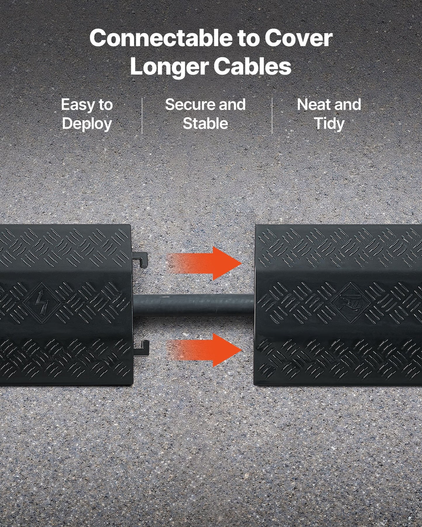 Drop Over Cable Cover, 7,938 kg/Axle Load Capacity, Heavy Duty Cable Hose Protector Ramp, Floor Cord Cover, for High Walking Traffic Areas, Indoor, Outdoor, Home, Office, Warehouse, 3 Pack