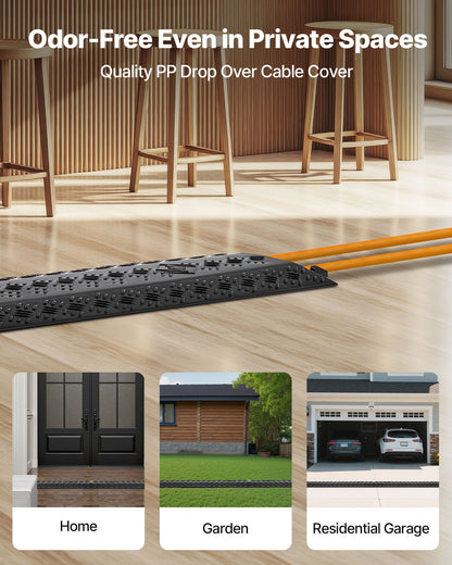 Drop Over Cable Cover, 7,938 kg/Axle Load Capacity, Heavy Duty Cable Hose Protector Ramp, Floor Cord Cover, for High Walking Traffic Areas, Indoor, Outdoor, Home, Office, Warehouse, 1 Pack