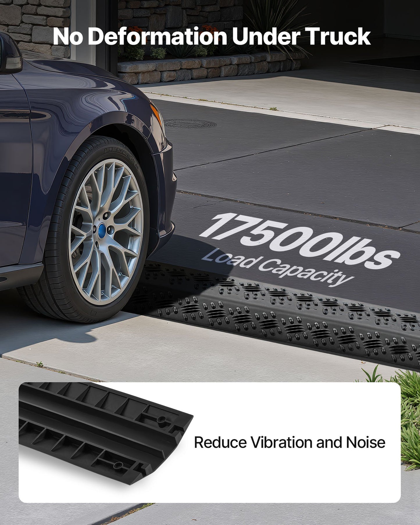Drop Over Cable Cover, 7,938 kg/Axle Load Capacity, Heavy Duty Cable Hose Protector Ramp, Floor Cord Protector Cover, for High Walking Traffic Areas, Indoor, Home, Office, Warehouse, 2 Pack