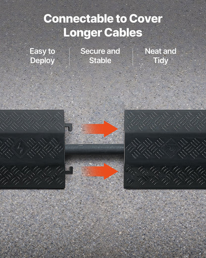Drop Over Cable Cover, 7,938 kg/Axle Load Capacity, Heavy Duty Cable Hose Protector Ramp, Floor Cord Protector Cover, for High Walking Traffic Areas, Indoor, Home, Office, Warehouse, 2 Pack