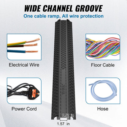 Heavy Duty Cable Ramp, 907 kg/axle, Indoor/Outdoor Floor Cord Protector
