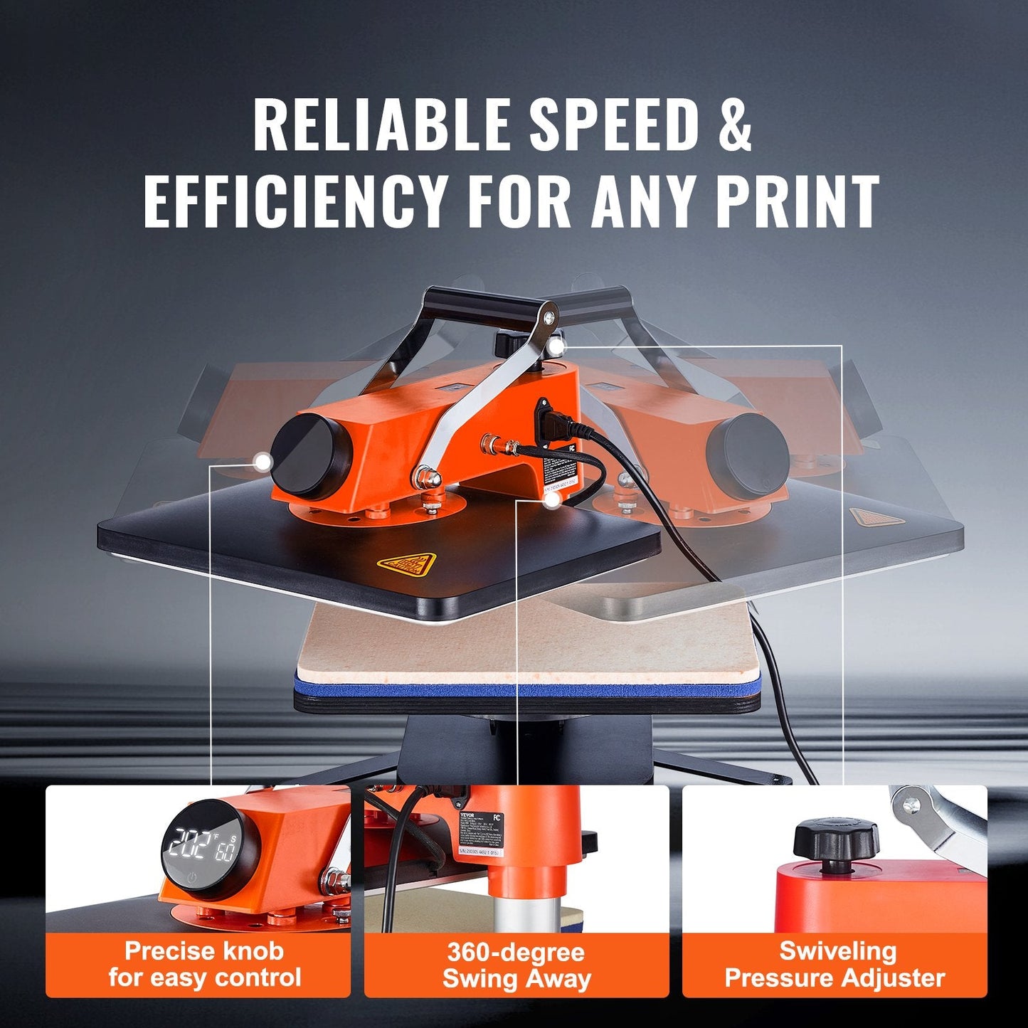 5-in-1 Heat Press Machine, 0.3x0.4m Sublimation for T-shirts, Plates & Mugs