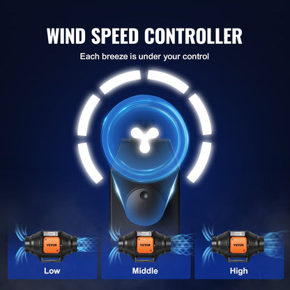 Inline Duct Fan 102mm, 220 CFM, Variable Speed, Quiet Operation for Ventilation