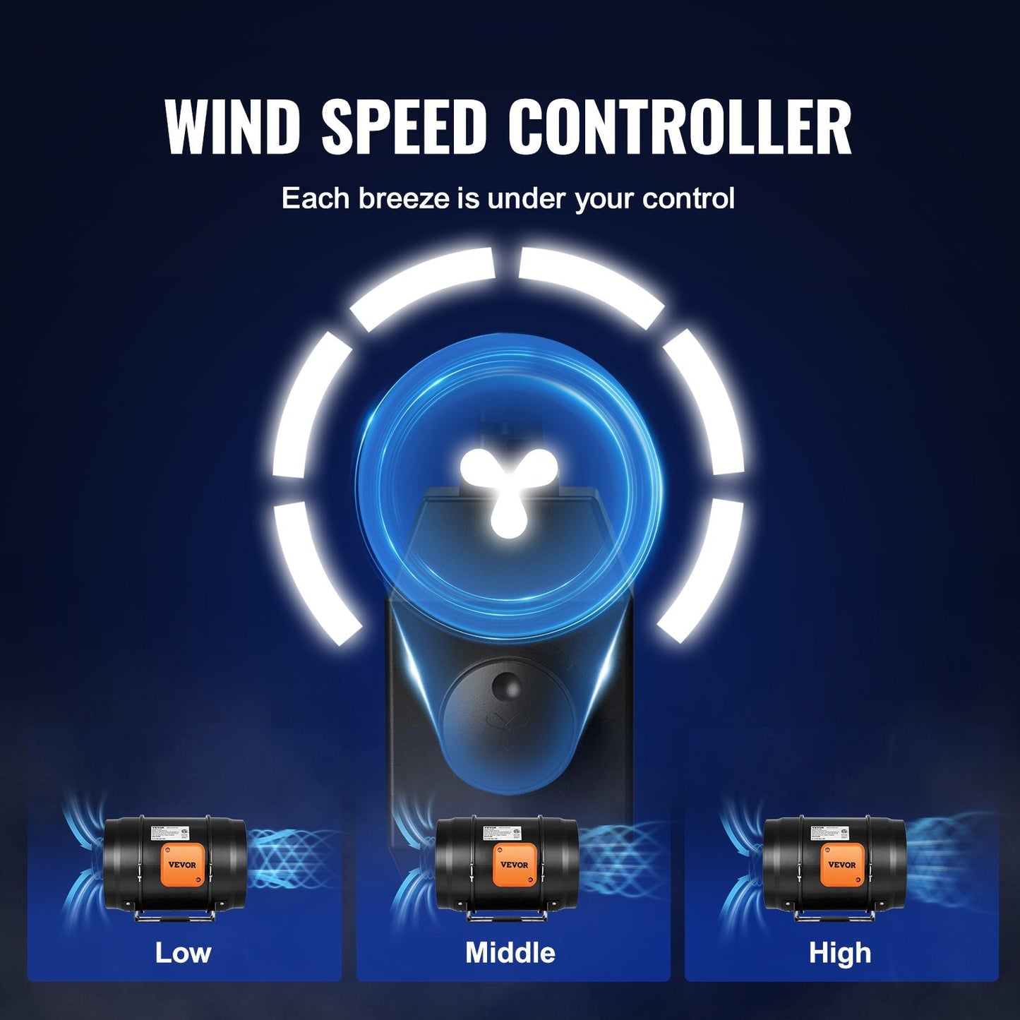 203 mm Inline Duct Fan with Variable Speed for Quiet Ventilation and Cooling