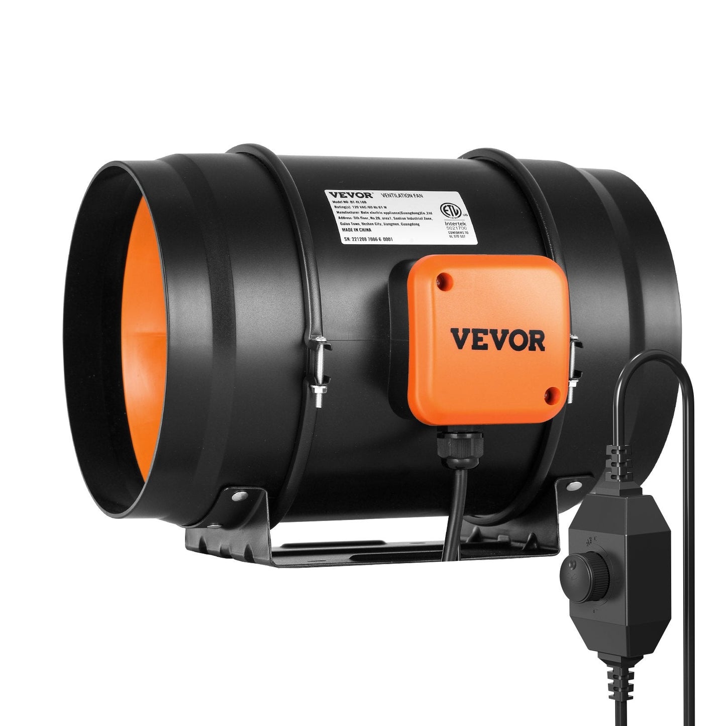 203 mm Inline Duct Fan with Variable Speed for Quiet Ventilation and Cooling