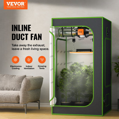 102mm Quiet Inline Duct Fan with Temp & Humidity Controller for Ventilation