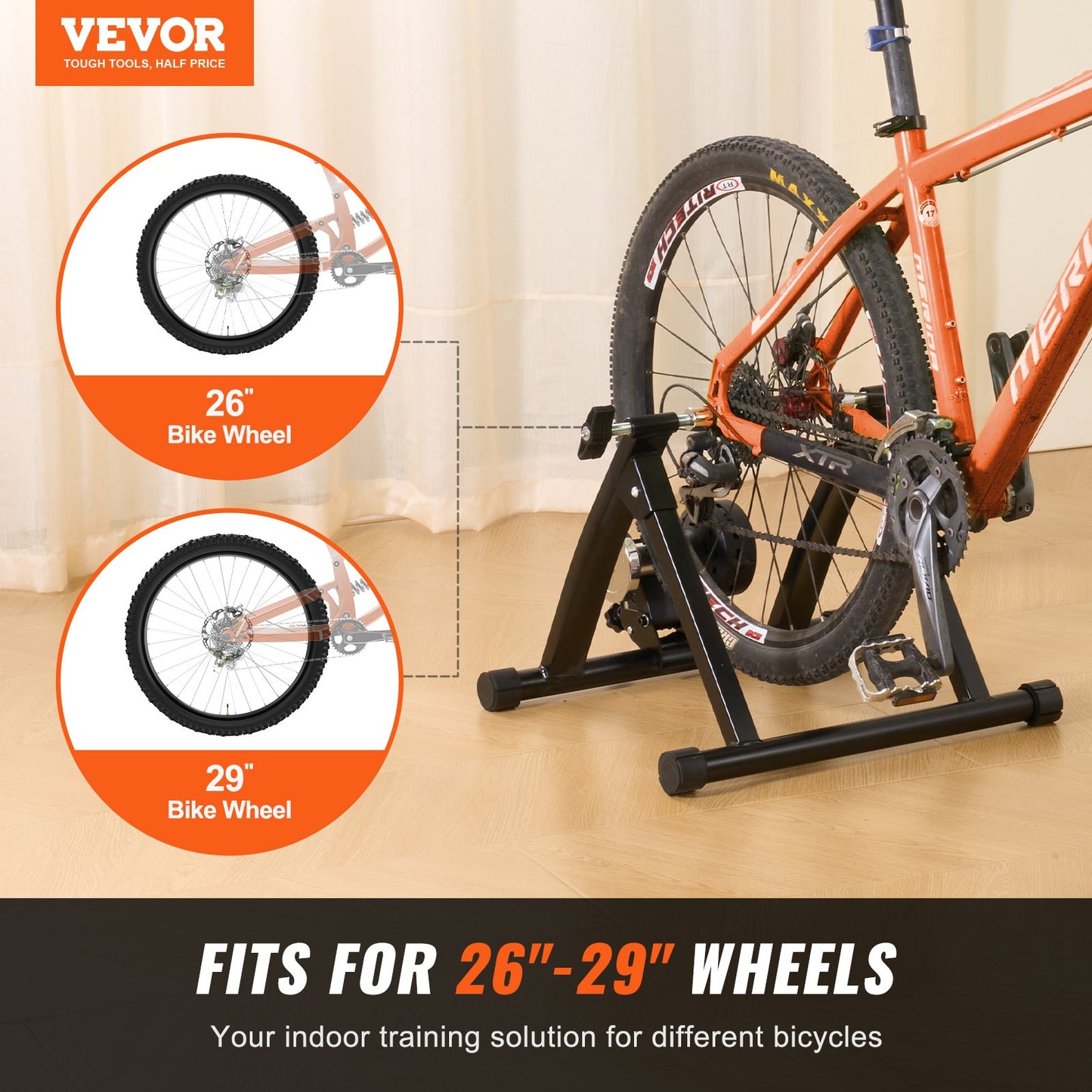VEVOR Bike Trainer Stand, Magnetic Stationary Bike Stand for 26"-29" Wheels, Noise