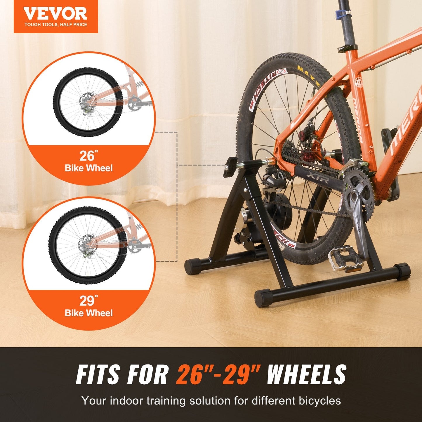 Magnetic Indoor Bike Trainer Stand for 0.66-0.74m Wheels, Quiet & Portable Design
