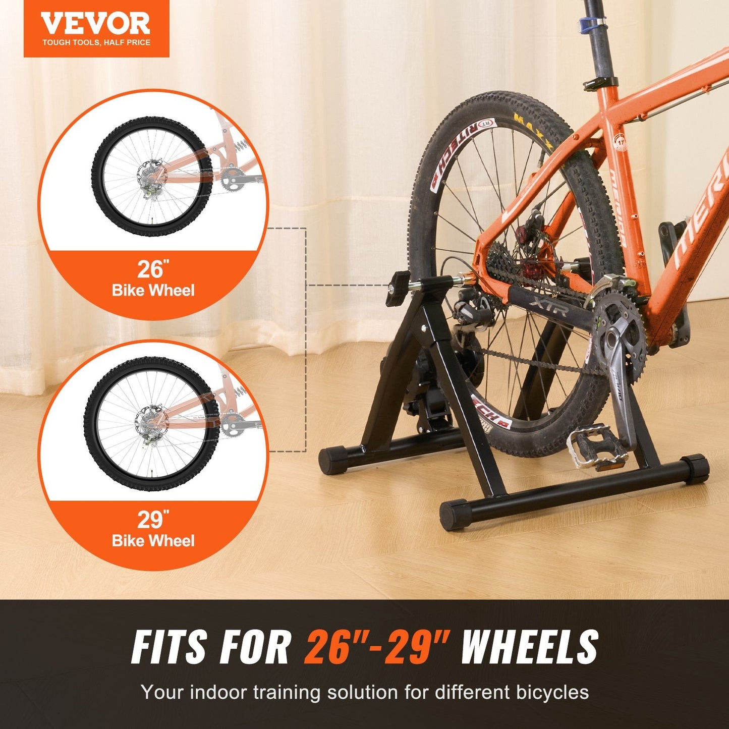 Magnetic Bike Trainer Stand for 0.66-0.74m Wheels, Foldable & Quiet Operation