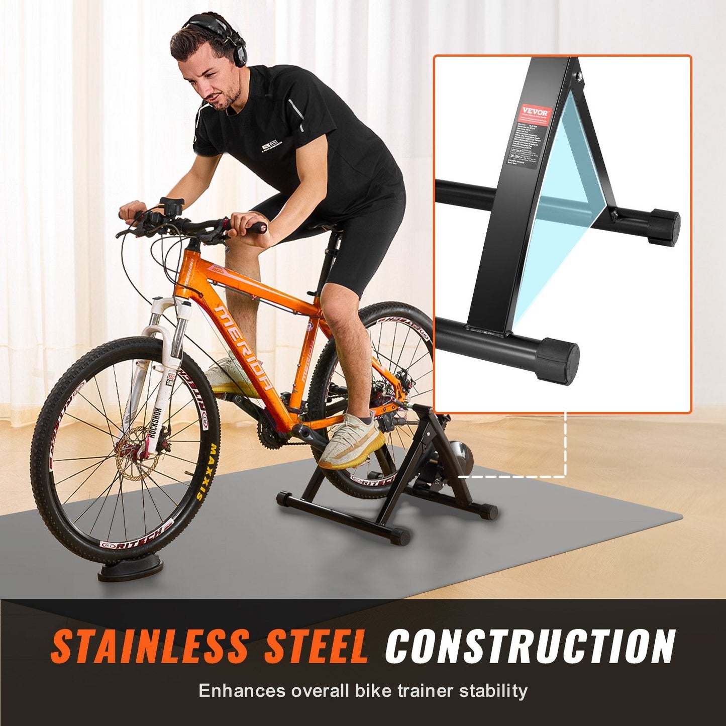 Magnetic Bike Trainer Stand for 0.66-0.74m Wheels, Foldable & Quiet Operation