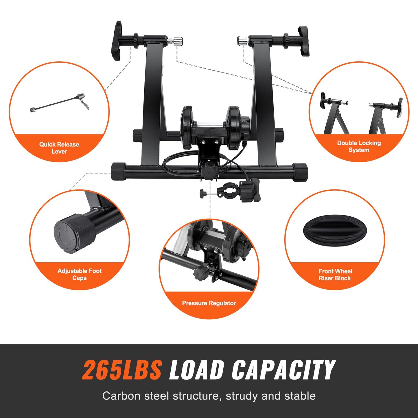 VEVOR Bike Trainer Stand, Magnetic Stationary Bike Stand for 26"-29" Wheels, 8 Resistance
