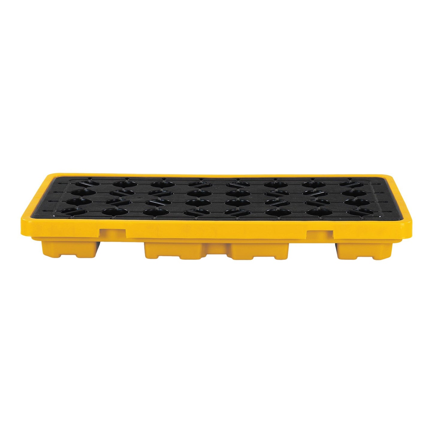 Spill Containment Pallet, 2 Drum Low Profile Spill Containment Modular Platform, 79.5 L Sump Capacity, 2000 kg Load Capacity, Heavy-Duty Polyethylene Tray with Drain, 1316 x 680 x 150 mm, Yellow
