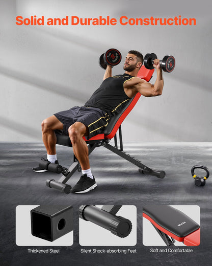 Weight Bench, 660lbs Adjustable Weight Bench Press for Full Body Workout, Exercise Sit up Bench for Home Gym Strength Training, Flat Bench with Extended Head/Neck Protection & Quick Folding
