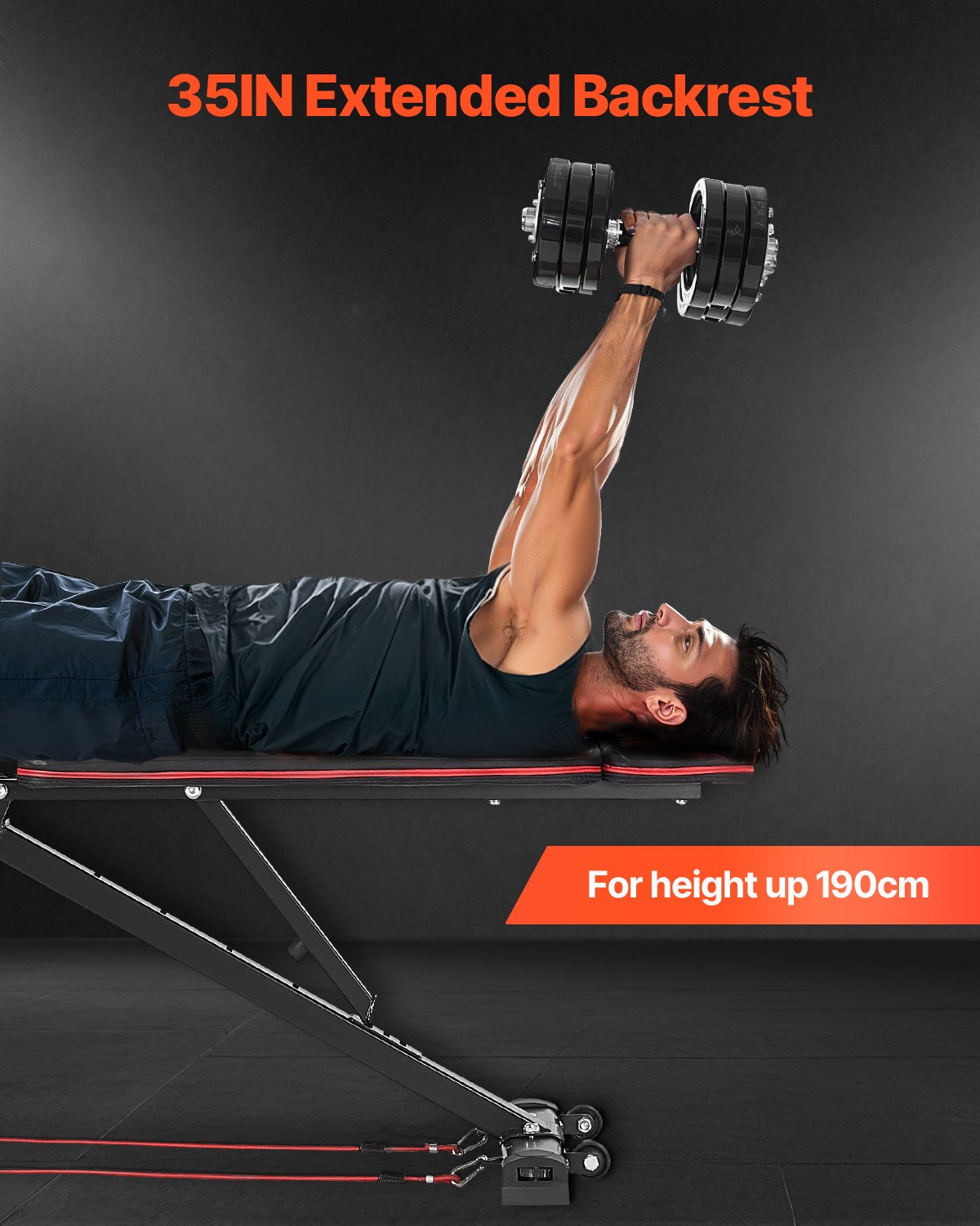 VEVOR Weight Bench Sit up Bench Home Gym Strength Training Workout Adjustable