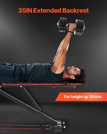 VEVOR Weight Bench Sit up Bench Home Gym Strength Training Workout Adjustable