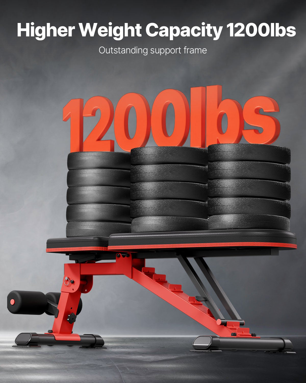 Weight Bench, 1200lbs Heavy Duty Stable Weight Bench Press for Full Body Workout, Adjustable Exercise Sit up Bench for Home Gym Strength Training, Flat Bench with Quick Folding & Fast Adjustment