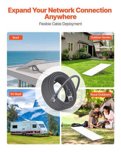 Starlink Gen 3 Cable, 45.72 m, 26 AWG Copper Core, Durable Extension Cable for Standard Generation 3, Compatible with Starlink Rectangular Satellite V3, Flexible Wiring for RV, Backyard, Camping