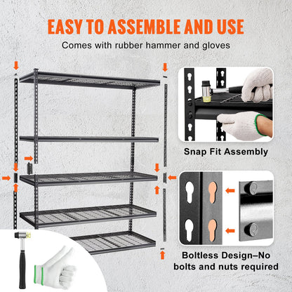 VEVOR Storage Shelving Unit, 5-Tier Adjustable, 2000 lbs Capacity, Heavy Duty Garage