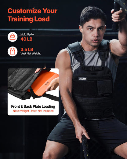 Weighted Vest, Body Weight Vest with Shoulder Pad, and Reflective Stripe, Exercise Set for Men Women, Workout Equipment for  Strength Training, Running, Jogging, Fitness, Muscle Building