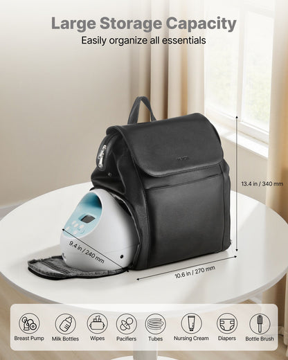 Breast Pump Backpack, Breast Feeding Bag with Ice Pack, Fits for S1/S2, Pumping Accessories & Breastmilk Storage, Portable Pump Carrying Case for Work, Travel and Family Use, Black