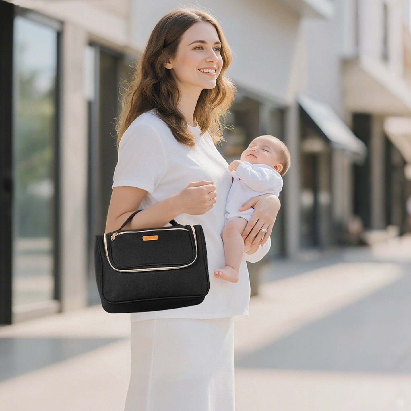Wearable Breast Pump Bag, Breast Feeding Bag with Waterproof Mat, Fits for M5/M6, Pumping Accessories & Breastmilk Storage, Portable Pump Carrying Case for Work, Travel & Family Use, Black