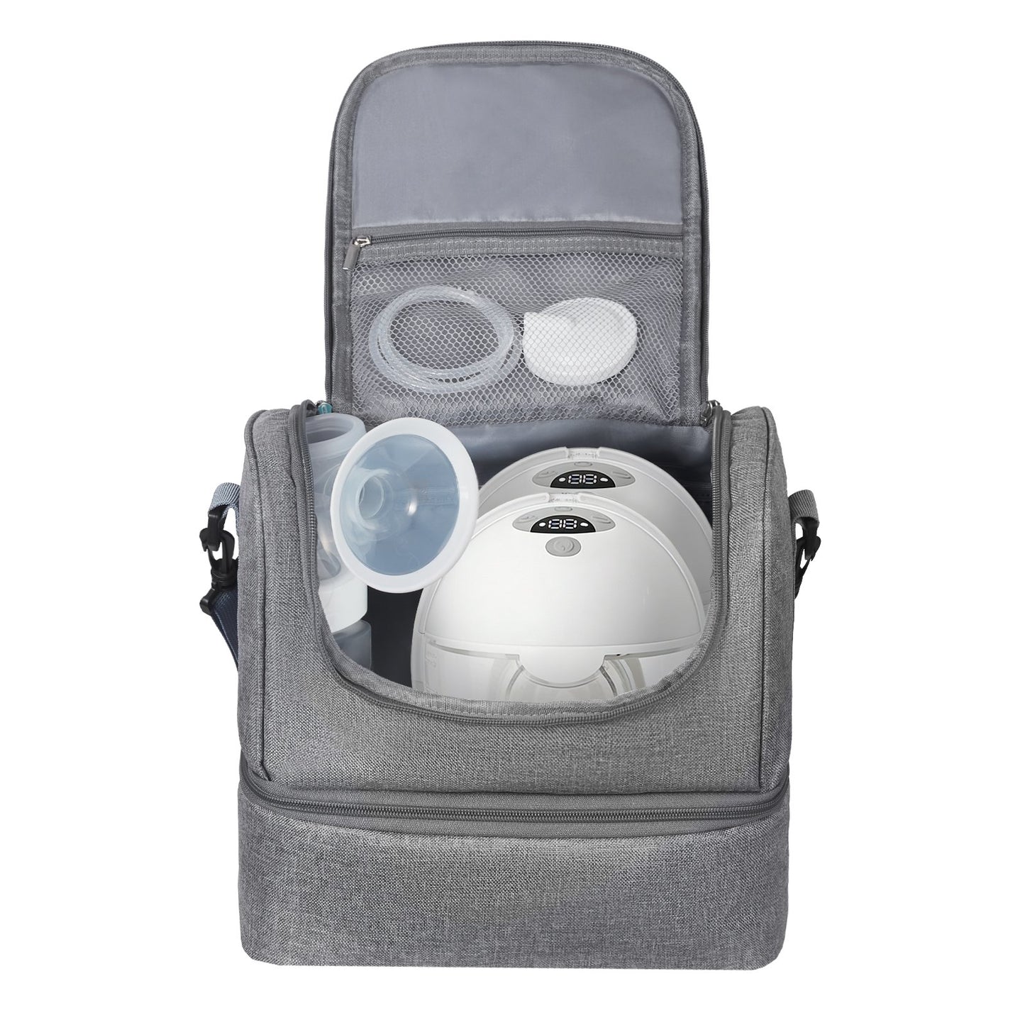 Breast Pump Bag, Breast Feeding Bag with Ice Pack, Fits for S1/S2, Pumping Accessories & Breastmilk Storage, Portable Pump Carrying Case for Work, Travel and Family Use, Grey