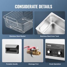 10L Ultrasonic Cleaner with Heater, Timer & Basket, Stainless Steel, 6 kg