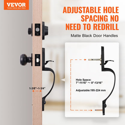 Matte Black Front Door Handleset with Deadbolt, Adjustable for Various Doors