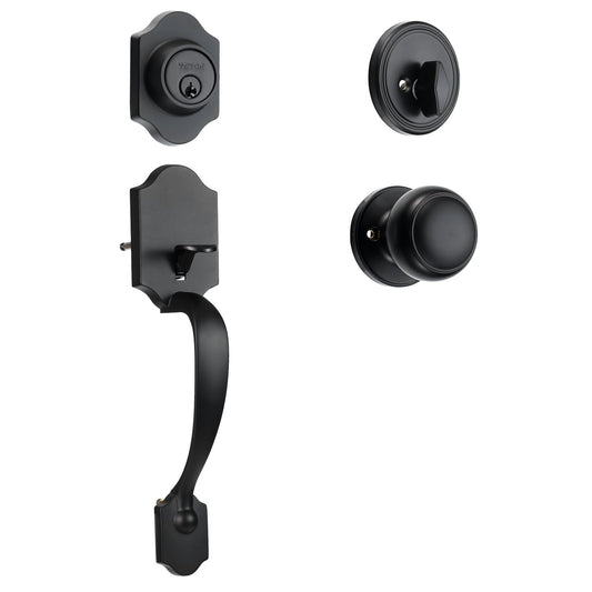 VEVOR Front Door Handle and Deadbolt Set, Matte Black Front Door Lock Set with Interior