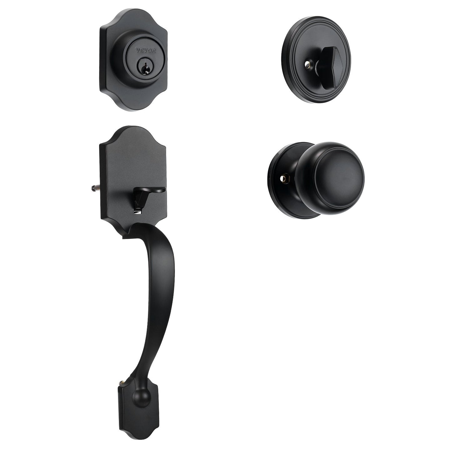 Matte Black Front Door Handleset with Deadbolt, Adjustable for Various Doors
