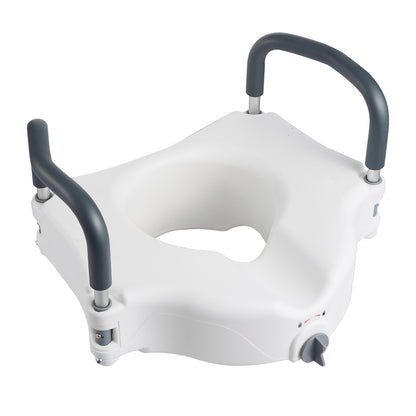 Raised Toilet Seat with Arms, 136.1 kg Load Capacity, 127 mm Lift Height, Widened Commode Elevated Toilet Seat Riser with Padded Handles for Seniors, Elderly, Handicap, Disabled, and Adults Use