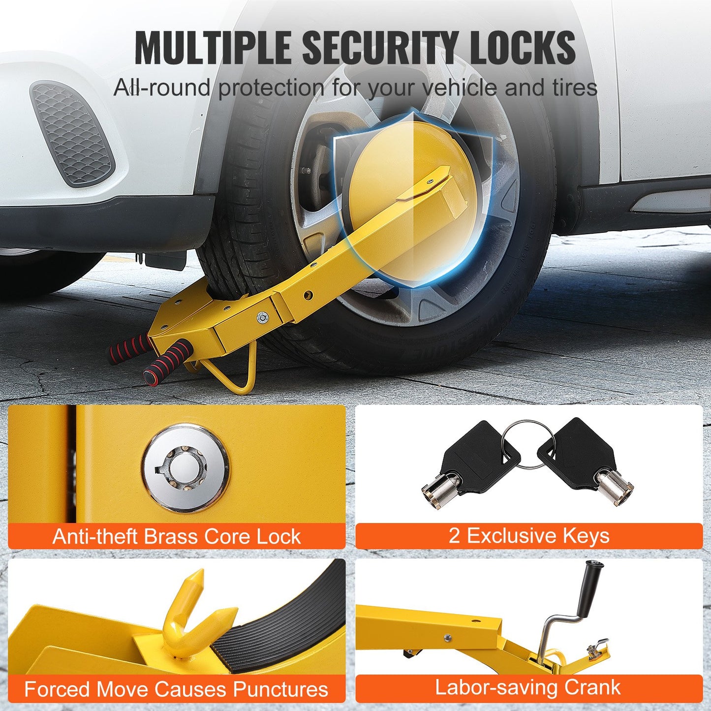 VEVOR Wheel Lock Clamp, 1 Pack Trailer Wheel Lock, Heavy-Duty Anti Theft Tire Lock,