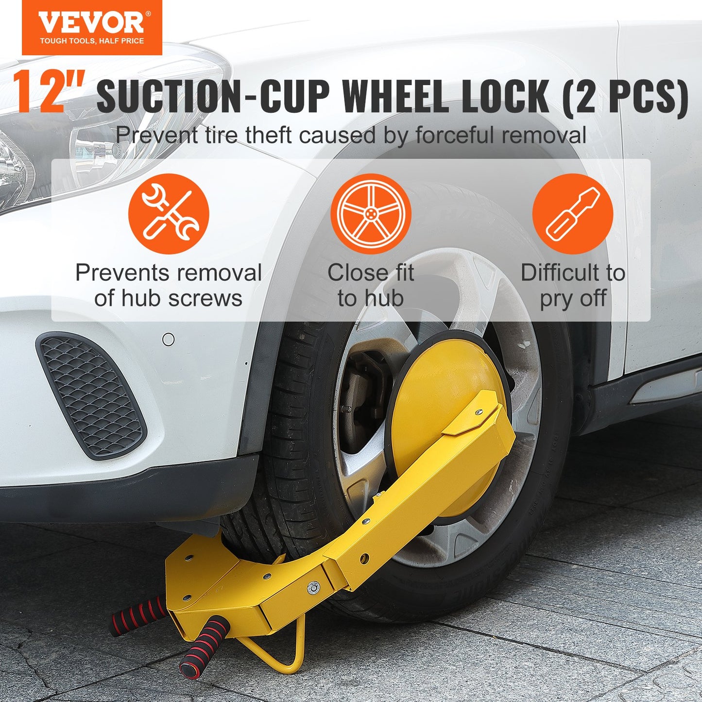 VEVOR Wheel Lock Clamp, 2-Pack Trailer Wheel Lock, Heavy-Duty Anti Theft Tire Lock,