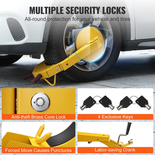 2-Pack Heavy-Duty Tire Wheel Lock Clamps for Trailers, Cars, and Trucks