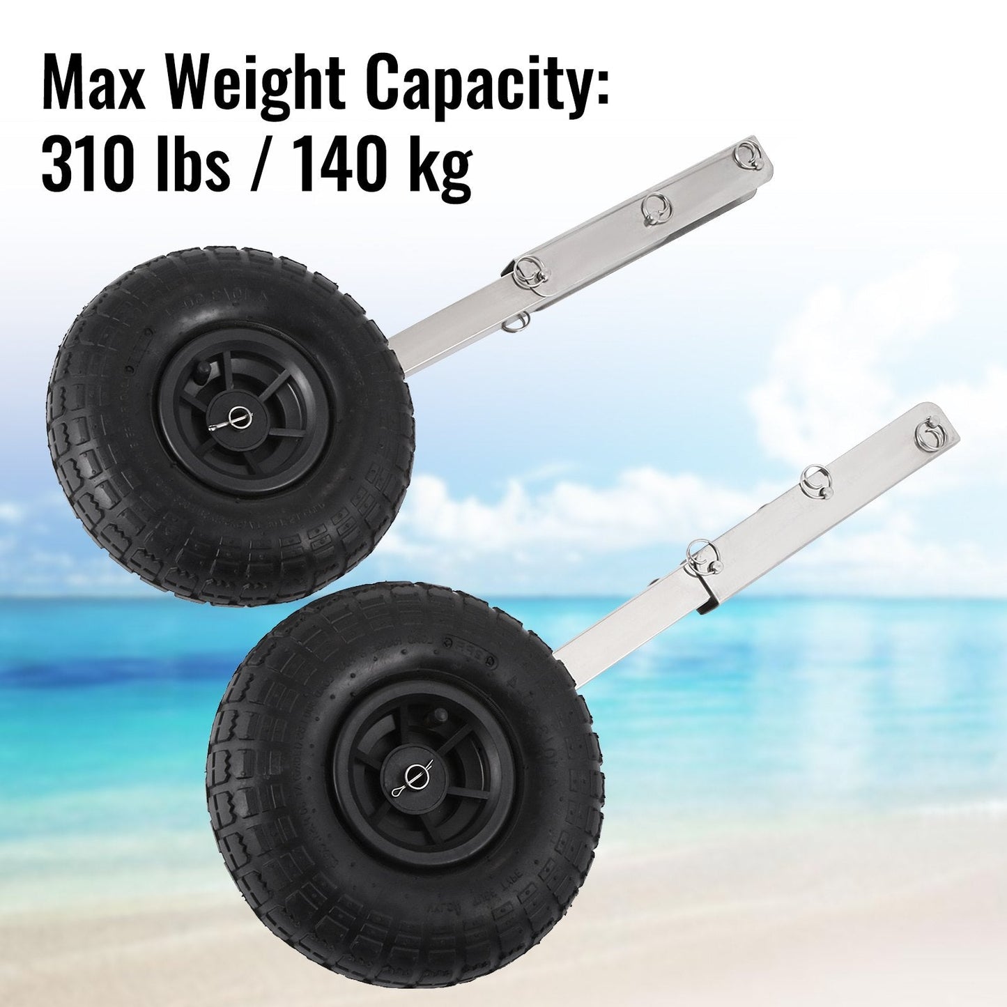 Stainless Steel Boat Launch Wheels, 140 kg Capacity, Easy-Install, 2-Pack