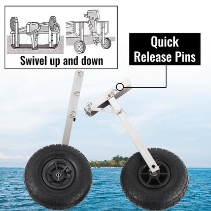 Stainless Steel Boat Launch Wheels, 140 kg Capacity, Easy-Install, 2-Pack