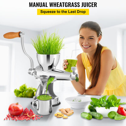VEVOR Wheatgrass Manual Hand Operated Juicer Stainless Fruit Vegetable Grinder