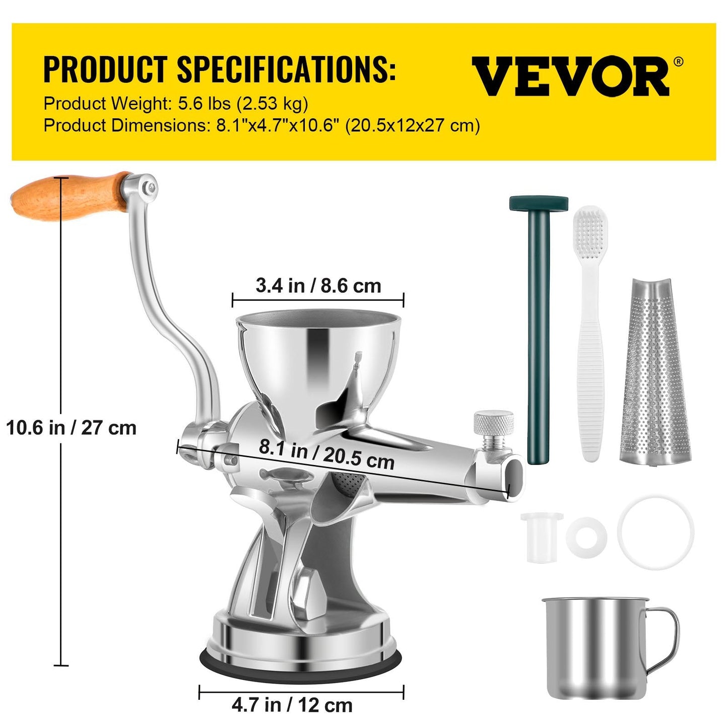 Stainless Steel Manual Wheatgrass Juicer & Vegetable Grinder, 2.53 kg