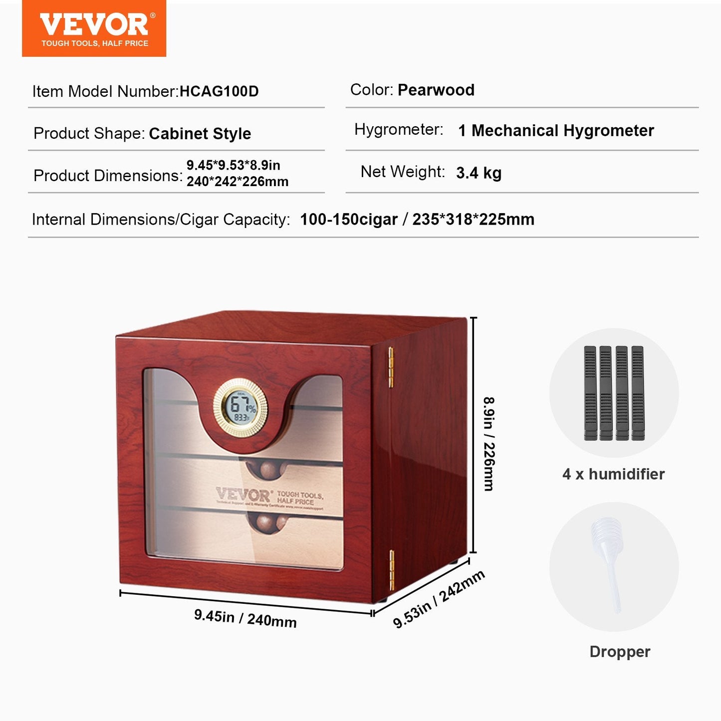 Handcrafted Cedar Wood Cigar Humidor with Digital Humidifier and Hygrometer