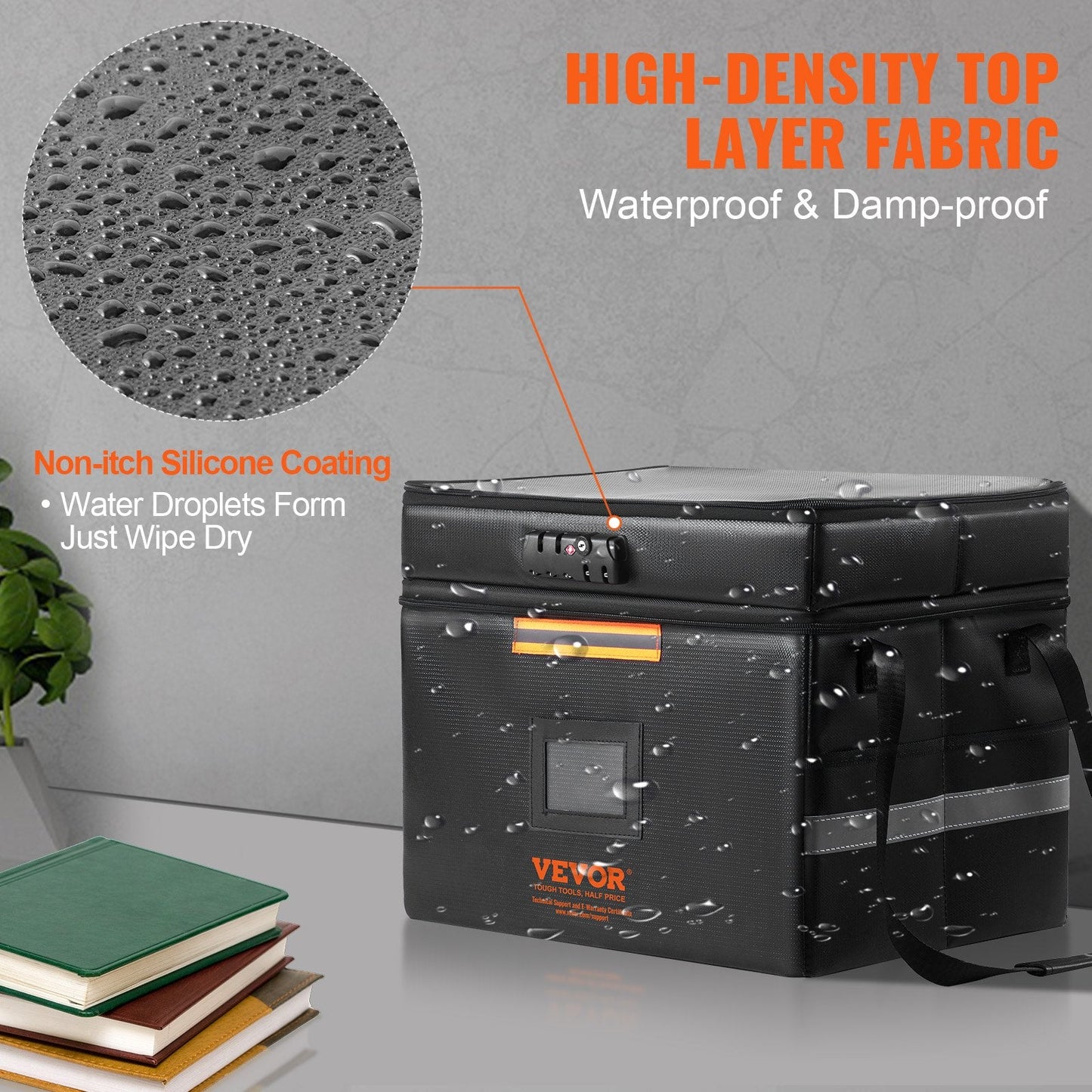 Fireproof & Waterproof Document Box with Lock, 3 Layers, 2000°C Protection