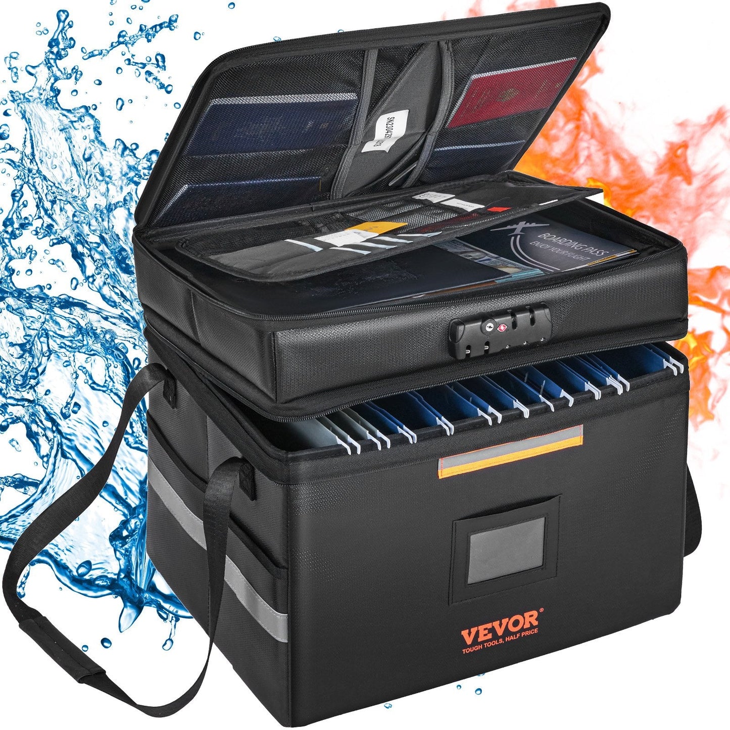 Fireproof & Waterproof Document Box with Lock, 3 Layers, 2000°C Protection