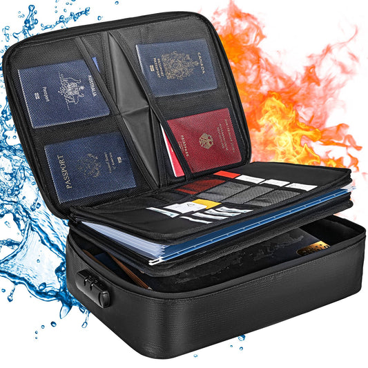VEVOR Fireproof Document Box, Fireproof Document Bag with Lock 2000℉, 3-layer Fireproof