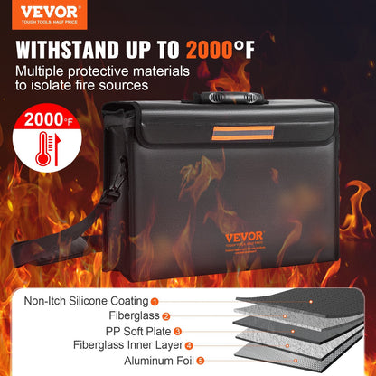 Fireproof & Waterproof Document Storage Box with 2000°C Protection, 0.39m x 0.32m x 0.36m